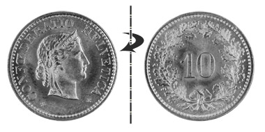10 centimes 1970, Normal position