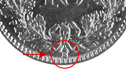 10 centimes, avec marque d'atelier B