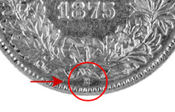 1 franc, with mint mark B