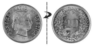 20 centimes 1938, Normal position