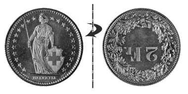 2 francs 1973, Position normale