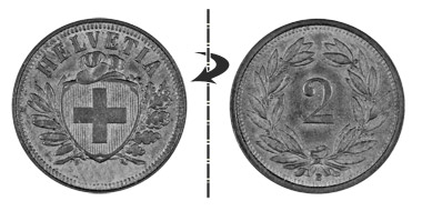 2 centimes 1931, Normal position