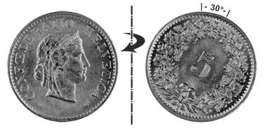5 centimes 1906, 30° tourné
