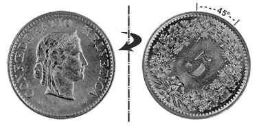 5 centimes 1919, 45° rotated