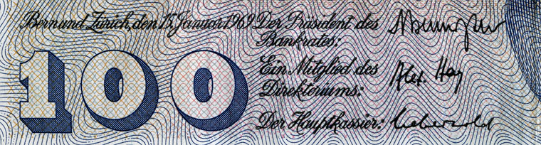 100 Franken, 1969