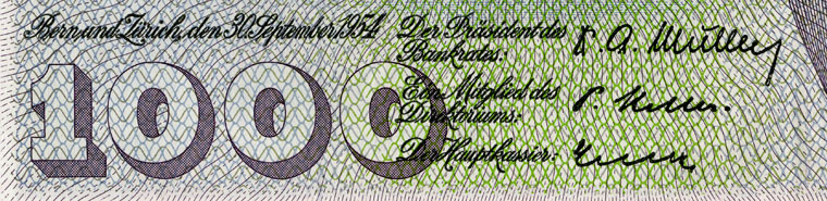 1000 francs, 1954
