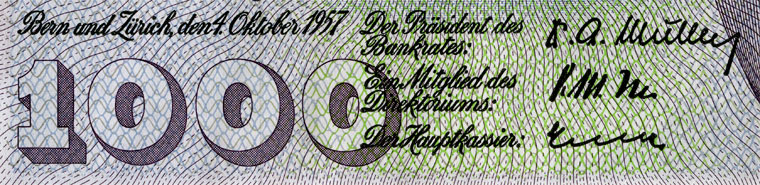 1000 francs, 1957