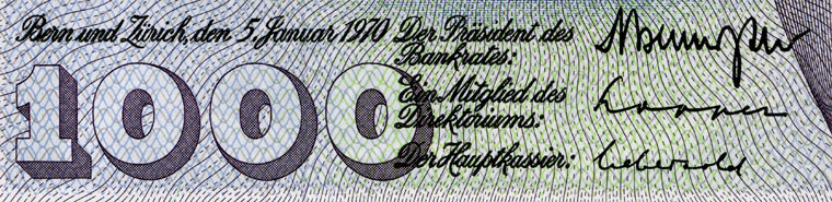 1000 francs, 1970