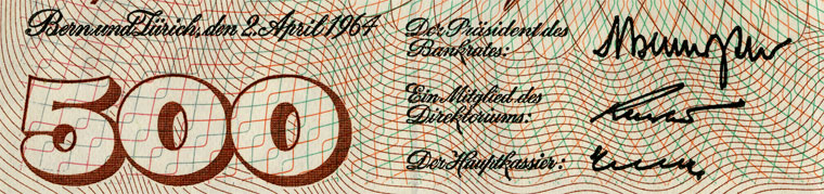 500 francs, 1964