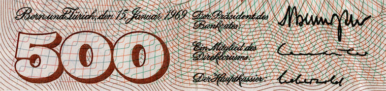 500 francs, 1969